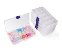 Vonsera 6 Petite Boite de Rangement, Boite Rangement Plastique à 15 Grilles Réglables, Boite Rangement Vis, Boite Rangement Perles, Boite Compartiment, pour Artisanat Bijoux Perles,