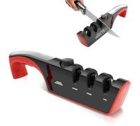 Vonsera Aiguiseur Couteaux, 4 en 1 Affuteur de Couteaux, Multifonction Eguiseur de Couteau à 3 Phases Professionnel avec Bouton D'angle Réglable à 6 Positions, pour Ciseaux et Couteaux de Cuisine