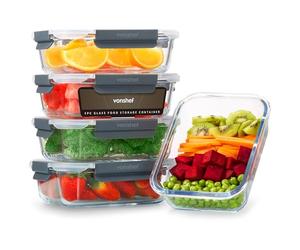 VonShef Boîtes Alimentaires en Verre- Lot de 5 Boîtes Repas, 1 L