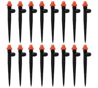 VooGenzek 16 Pièces Goutteur Irrigation Réglable pour Tube 4/7 mm, Micro Asperseur Goutte à Goutte avec Connecteur Barbelé & Piquet de Support, Goutteur D'irrigation Insertion, Orange