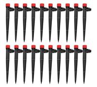 VooGenzek 20 Pièces Goutteur Irrigation Réglable, 360 Degrés 8-Trou Micro Asperseur Goutte à Goutte avec Connecteur Barbelé & Piquet de Support pour Tube 4/7mm, Goutteur D'irrigation Insertion, Rouge