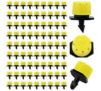 VooGenzek 90 Pièces Goutteur Irrigation Réglable, Réglable Micro Drip Irrigation Arroseurs Émetteur, Tête de Gicleurs D'irrigation pour Parterres de Fleurs, Jardins, Pelouse à Plante, Jaune