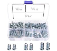 VooGenzek 90 Pièces M6.3 Kit de Vis Euro, Vis Spéciale pour Meubles, Vis de Coulisse, pour Portes D'armoires de Cuisine, Armoires et Charnières de Placard