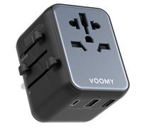 Voomy Adaptateur de Voyage Universel - 200+ Pays INCL. UK, USA, Japon, Thaïlande & Australie, 2500W, 3 Ports USB (1C+2A) 12W, Protection Surtension