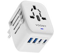 VOOMY Adaptateur de Voyage Universel pour Plus de 170 Pays, Europe États-Unis, Mexique, Australie, Adaptateur de Voyage Universel avec 2 USB-C et 2 USB-A