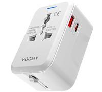 VOOMY Adaptateur Prise Universelle, Chargeur Rapide avec 1 USB QC 18W et 1 USB C 20W (PD Type-C), Adaptateur Universel France vers USA UK Allemagne Australie Chine Japon, Adaptateur Prise vers France