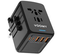 VOOMY Adaptateur Universel de Voyage, (Chargeur Rapide 35W) Adaptateur Prise Universelle pour 170+ Pays, International Prise Universelle avec 3 USB A et 2 Type C, Adapteur pour USA UK Australie Japon