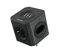 VOOMY Multiprise Murale Cube 7 en 1, Prise Multiple avec USB, Multiprise Electrique 4 Prises et 3 USB, 4000W Parasurtenseur, Noir