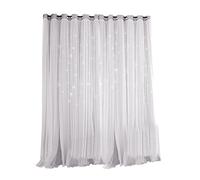 VORCOOL Rideau Occultant de Motif Étoiles Creuses avec Double Gaze pour Salon Chambre (Gris)