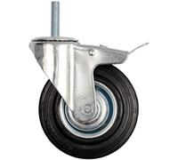VOREL 87332 - Tige filetée roue pivotante double frein de 100 mm en caoutchouc noir