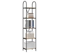 Vorpalize Bibliothèque en bois avec cadre en acier, 5 niveaux, 40 x 30 x 183 cm, étagère murale ouverte pour salon, bureau, étagère murale stable avec beaucoup d'espace de rangement et montage facile