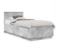 Vorpalize Cadre de lit avec tête de lit gris béton 100 x 200 cm Matériau bois pour chambre moderne Design réglable avec pieds carrés stables pour plus de confort et de durabilité