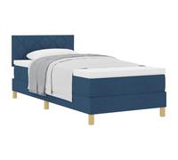 Vorpalize Lit à sommier tapissier avec coussin, bleu, 100 x 200 cm, cadre de lit en tissu avec sommier à lattes, aspect bois, tête de lit réglable pour plus de confort, chambre à coucher moderne