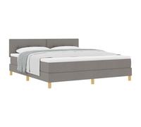 Vorpalize Lit à sommier tapissier avec coussin et tête de lit, taupe, 180 x 200 cm, cadre de lit en tissu, sommier à lattes, cadre de lit en bois, matelas et surmatelas pour chambre à coucher
