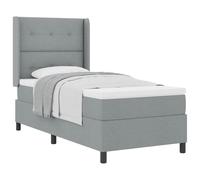 Vorpalize Lit à sommier tapissier avec coussin, gris clair, 190 x 90 cm, tissu, tête de lit réglable, cadre en bois stable, matelas et surmatelas inclus, design moderne pour chambre à coucher