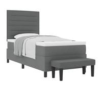 Vorpalize Lit à sommier tapissier avec coussin, gris foncé, 80 x 200 cm, tissu, cadre en bois, tête de lit réglable, matelas à fermeté moyenne pour un sommeil confortable