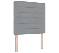 Vorpalize Lit à sommier tapissier avec matelas - 100 x 200 cm - Tissu gris clair - Cadre en bois - Tête de lit réglable en hauteur - Confort moderne