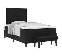 Vorpalize Lit à sommier tapissier avec tête de lit en tissu noir, 120 x 200 cm, cadre de lit en bois avec tête de lit réglable, matelas et coussin inclus