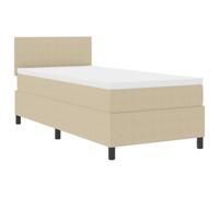 Vorpalize Lit à sommier tapissier, gris clair et blanc, 80 x 200 cm, tissu côtelé avec tête de lit réglable, cadre en bois, matelas et surmatelas pour un confort de sommeil moderne