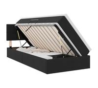 Vorpalize Lit de rangement avec matelas noir 100 x 200 cm en velours design moderne Lit de rangement avec système de levage hydraulique pour l'ordre et le confort dans la chambre à coucher