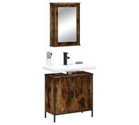 Vorpalize Lot de 2 meubles de salle de bain en bois de chêne fumé avec armoire miroir 42 x 12 x 60 cm et meuble sous lavabo 60 x 30 x 60 cm pour meubles de salle de bain et armoires de salle de bain