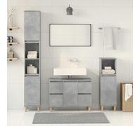 Vorpalize Lot de 3 meubles de salle de bain en bois gris béton avec meuble sous lavabo et armoire de salle de bain espace de rangement pour rénovation de salle de bain