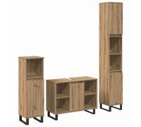 Vorpalize Lot de 3 meubles de salle de bain - Marron - 30 x 30 x 180 cm - En bois - Design moderne - Meuble de rangement pour petite salle de bain