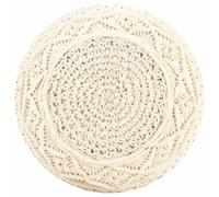 Vorpalize Pouf en macramé fabriqué à la main en 100 % coton avec rembourrage en perles EPS - 45 x 30 cm - Petit tabouret comme repose-pieds, pouf pour décoration de chambre et de coiffeuse