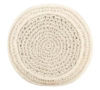 Vorpalize Pouf en macramé fait à la main - 45 x 30 cm - En coton avec rembourrage en perles EPS - Petit repose-pieds - Pouf et tabouret pour décoration de salon et coiffeuse