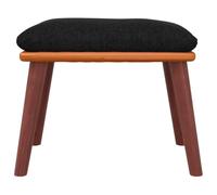 Vorpalize Repose-pieds en tissu et cuir synthétique noir - 45 x 29,5 x 35 cm - Tabouret stable avec pieds en bois de caoutchouc - Pouf compact pour salon, chambre à coucher et coiffeuse - Décoration