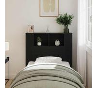 Vorpalize Tête de lit Armoire noire aspect chêne 120 x 18,5 x 102,5 cm Montage mural Espace de rangement Design minimaliste pour chambre moderne Protection optimale