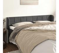 Vorpalize Tête de lit avec oreilles - Gris foncé - 163 x 23 x 78/88 cm - En velours - Coussin mural - Élégant - Réglable en hauteur - Cadre en bois stable - Accessoire de sommeil confortable