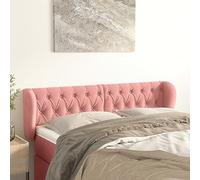 Vorpalize Tête de lit avec oreilles rose 163 x 23 x 78/88 cm en velours pour lit, housse de tête de lit, coussin mural, design moderne, réglable en hauteur, pieds en bois stables, tissu luxueux