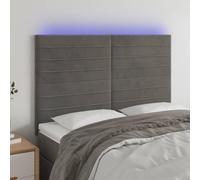 Vorpalize Tête de lit en velours gris foncé 144 x 5 x 118/128 cm avec tête de lit réglable en hauteur et lumière colorée pour chambre moderne, convient comme tête de lit, coussin mural, protection de