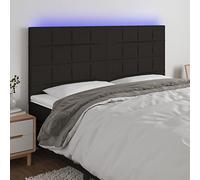 Vorpalize Tête de lit noire 200 x 5 x 118/128 cm en tissu avec design réglable en hauteur et lumières multicolores, convient comme fond de lit, rembourrage mural, protection murale