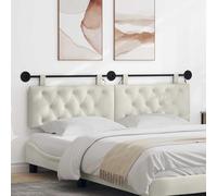 Vorpalize Tête de lit suspendue avec lumière en velours crème pour chambre à coucher moderne, polyvalente comme coussin mural ou dossier, matériel de montage inclus, durable, facile d'entretien, 170 x