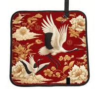 Vortithora Chinese-Prosperity-Cranes-Pivoines Coussin de siège de stade pliable imperméable et portable Petit tapis de camping pour camping, voyage, sports de plein air