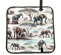 Vortithora Coussin de siège de stade pliable avec éléphants africains - Imperméable et portable - Petit tapis de camping pour camping, voyage, sports de plein air - Événements