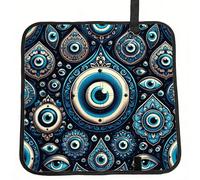 Vortithora Coussin de siège de stade pliable bleu mauvais œil floral imperméable et portable petit tapis de camping pour camping, voyage, sports de plein air événements
