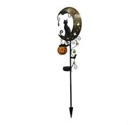 Vortiva Piquet de jardin solaire Halloween pour chat, 80 cm, citrouille et | En fer forgé, design extérieur résistant aux intempéries, allumage automatique à la tombée de la nuit