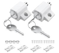 VORXEON Verrou Baie Vitrée Coulissante Blanc Serrures pour Portes Coulissantes Bloque Fenêtres ou baies Coulissantes avec Clés Maison Sécurité accrue(2pcs)