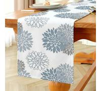 Vorysum Chemin de Table Dahlia Cyan Imperméable Moderne Nappe Décoration de Table de Mariage Table Anniversaire Mousseline Cuisine Déco pour Table Basse Fêtes 40x140 cm