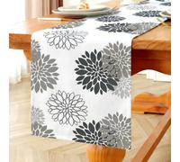 Vorysum Chemin de Table Moderne Dahlia Gris Imperméable Nappe Décoration de Table de Mariage Table Anniversaire Mousseline Cuisine Déco pour Table Basse Fêtes 40x140 cm