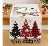 Vorysum Chemin de Table Noel 33 x 183 cm Arbre de Noël Vert Rouge Deco Table Noel Decoration Lanterne Table Noel Moderne Chemin de Table Automne Hiver Chemin de Table