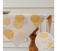 Vorysum Nappe Moderne Dahlia Jaune Imperméable Nappe Carré Décoration Chemin de Table Mariage Table Anniversaire Mousseline Cuisine Déco pour Table Basse Fêtes 100x100 cm