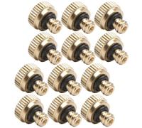 VOSAREA 12 Pièces Brumisateur Embout de Tuyau en Laiton, Buse de Pulvérisation Basse Pression, Orifice 0,3mm, Filetage 10, Acier Inoxydable et Laiton, Joints Auto-étanches, Installation