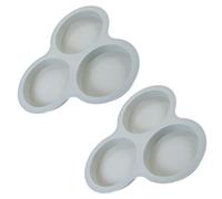 VOSAREA 2 Pièces Moule à Œufs en Silicone Réutilisable, Desserts | Revêtement Antiadhésif, Bords Lisses et Angles Arrondis, Cuit Trois Petits Gâteaux Simultanément, Format Portable