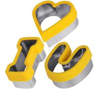 VOSAREA 3 Pièces Emporte-pièce Lettres, Acier Inoxydable Jaune | Pâte à Sucre et Pâtisserie, Maintien Sûr Forme, Usage Parents, Garçon Fille et Enseignants