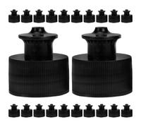 VOSAREA 40 Pièces Bouchons de Bouteille Remplaçables en Plastique Noir pour Bouteilles à Bouche Standard et Eau Minérale, Design Portable avec Languette, Bureau et Sports en Plein Air