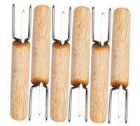 VOSAREA 6 Pièces Fourche à Maïs en Acier Inoxydable et Bois, Support Pratique pour Barbecue et Pique-niques, Outil Cuisine Réutilisable Finition Soignée